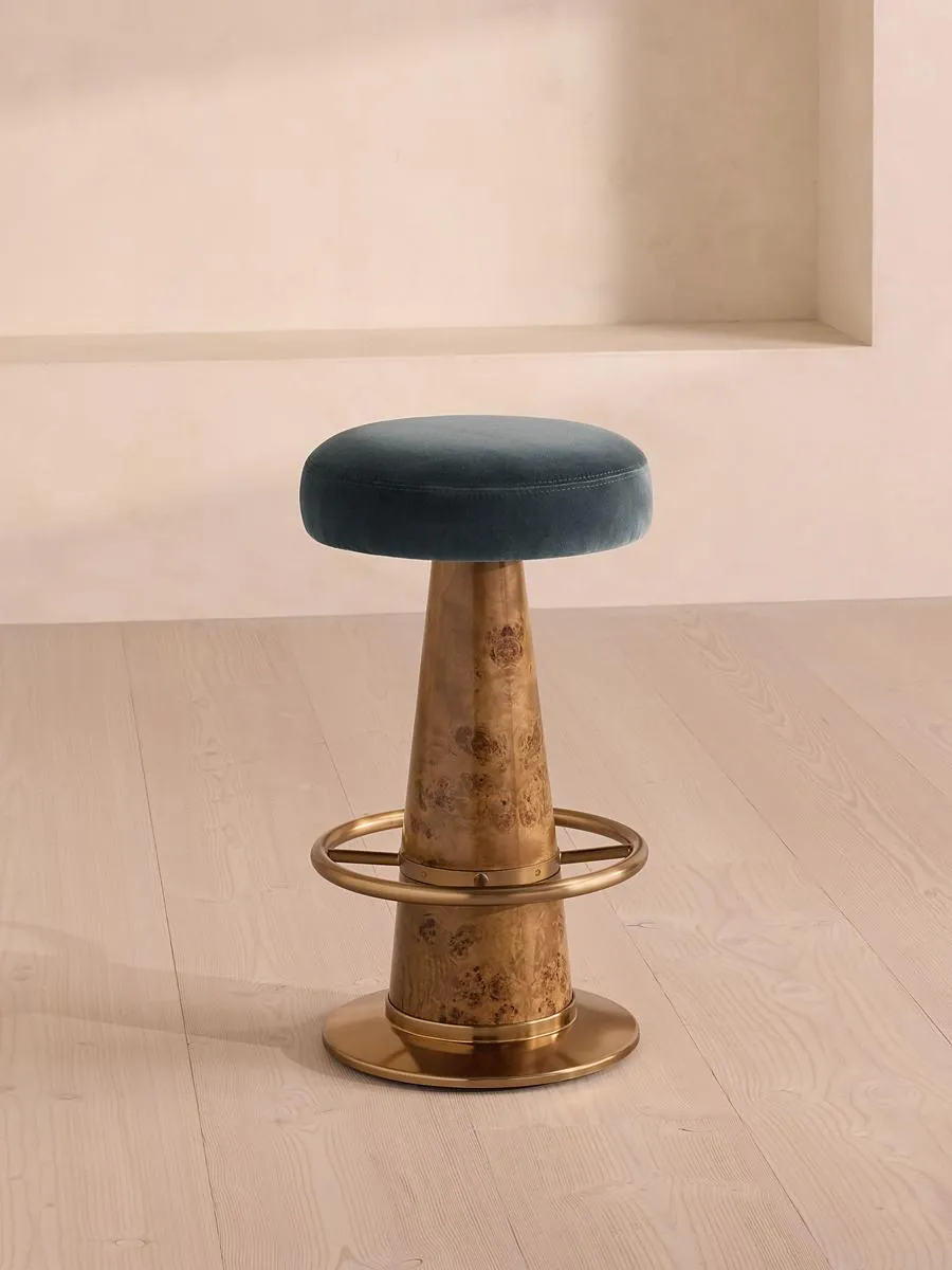 Killian Barstool, Velvet, Grey Blue