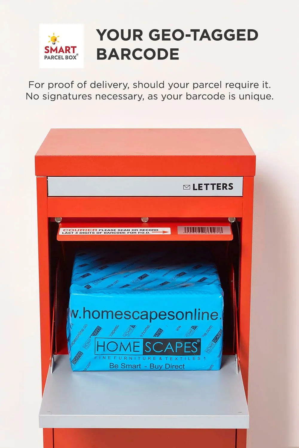 Homescapes Smart Parcel Box® Large Front Access Secure Delivery Box in Red 6