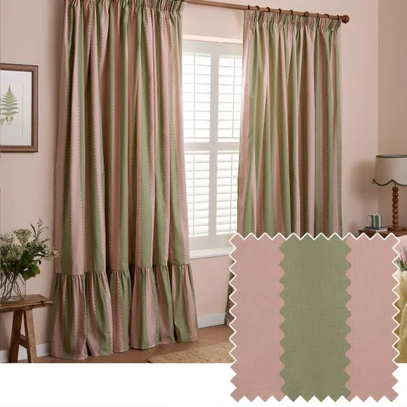 Furn. Birdie Stripe Pencil Pleat Curtains 5