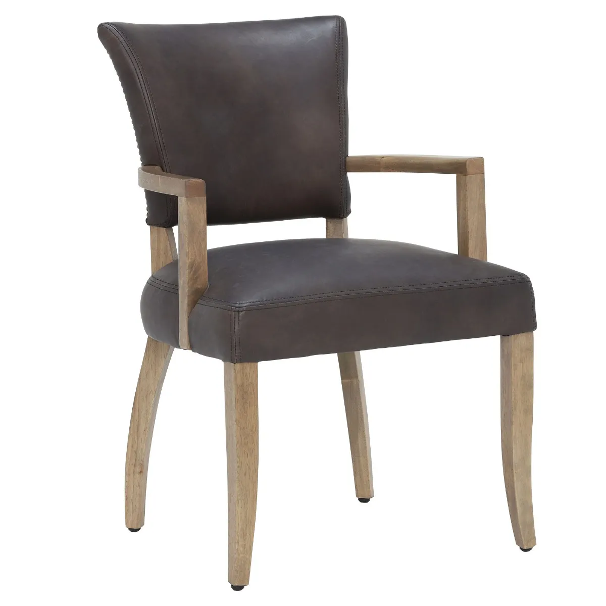 Timothy Oulton Mimi Dining Chair with Arms - Black - Leather - Plain - W60 x D66 x H90cm - Barker & Stonehouse