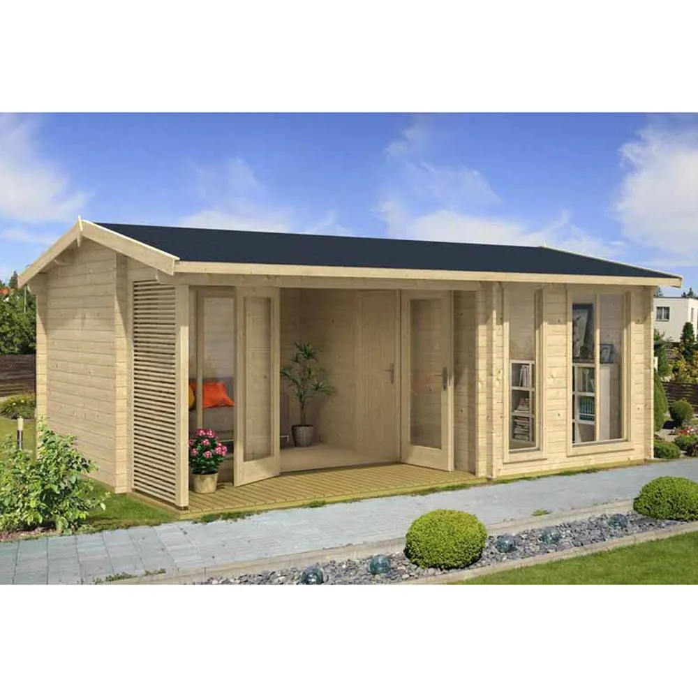 Lasita Maja Ltd Montrose 44-Log Cabin, Home Office - L615xW429.7xH250.8 cm in Light Tan