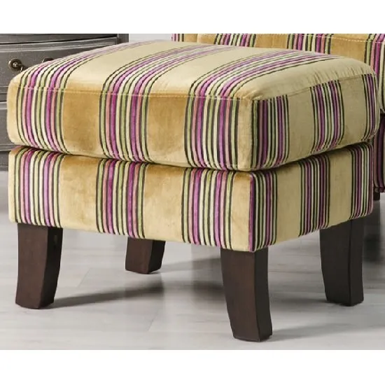Humphrey Fabric Footstool In Gold With Wooden Feet