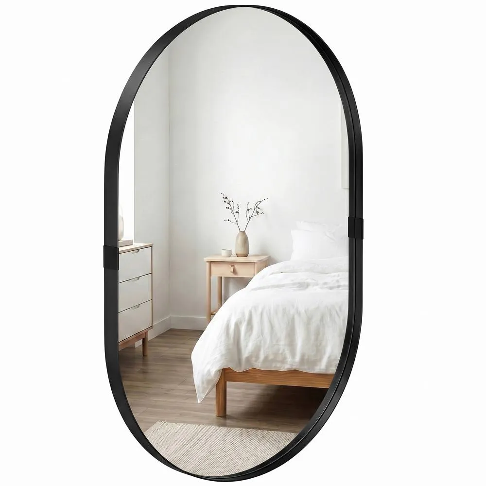 HOMCOM Wall Mirror with Elevated Aluminium Alloy Frame, 60 x 90 cm in Black 2