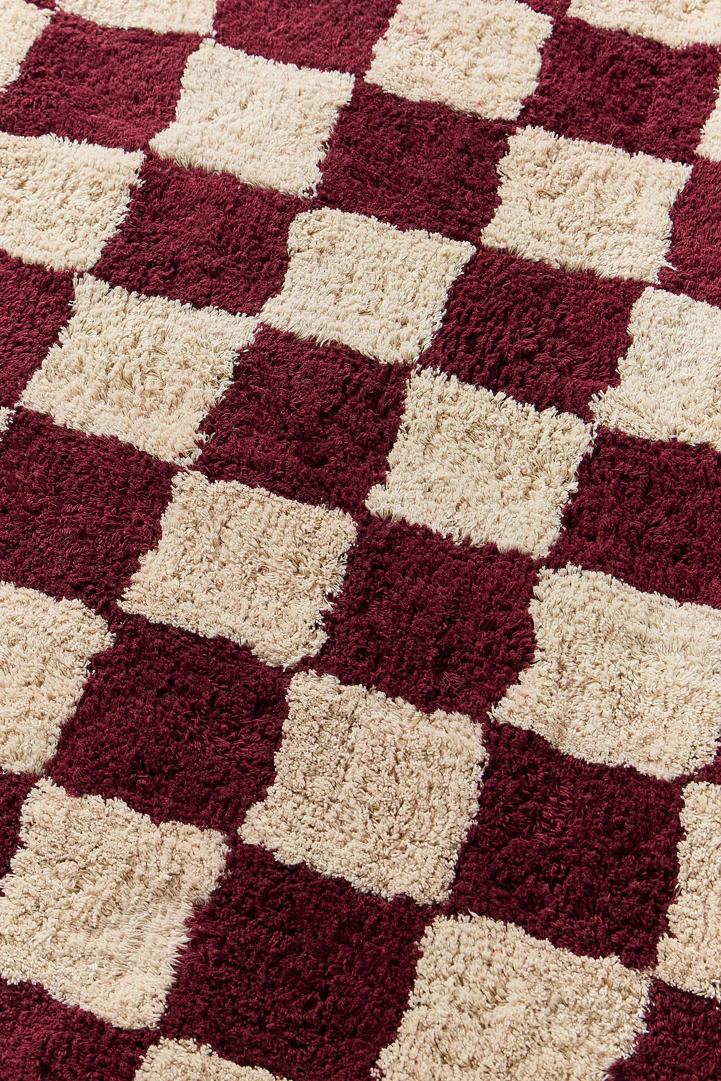 Shaggy Check Burgundy 5x7ft / 150x210cm Rug 3