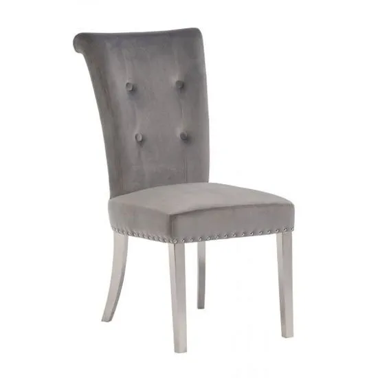 Mitzi Velvet Upholstered Dining Chair In Grey