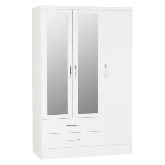 Nevada Triple 2 Drawer Wardrobe, Mirrored 2