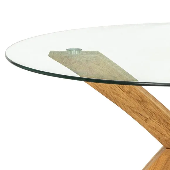 Xavi 4 Seater Round Dining Table, Glass and Oak 4