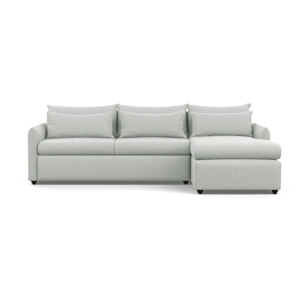 Heal's Pillow Large Right Hand Corner Chaise Melton Wool Limestone Black Feet