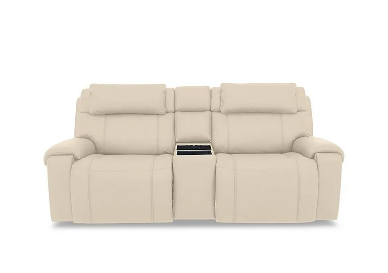 Hollywood Leather 3 Seater Power Recliner Media Sofa with Power Headrests and Storage Arms - BV Bisque