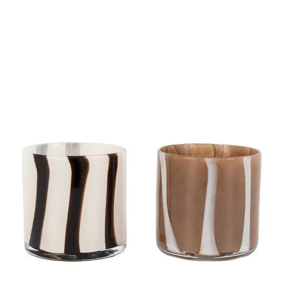 Cedar & Sage Set of 2 Candy Striped Tealight Holders 4