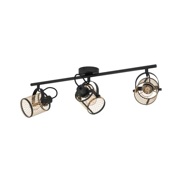 Return - EGLO Dellow Industrial 3 Light Adjustable Ceiling Wall Spotlight 3