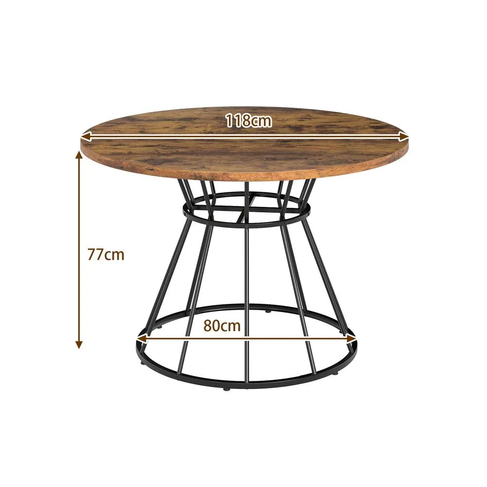 Costway Round Dining Table for 4 Farmhouse Kitchen Table with Wooden Tabletop in Brown 2
