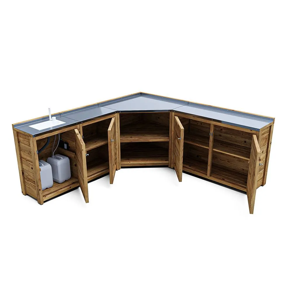 Dunster House Garden Kitchen with Left Side Sink W2m x D2m / W7' x D7' in Brown 3
