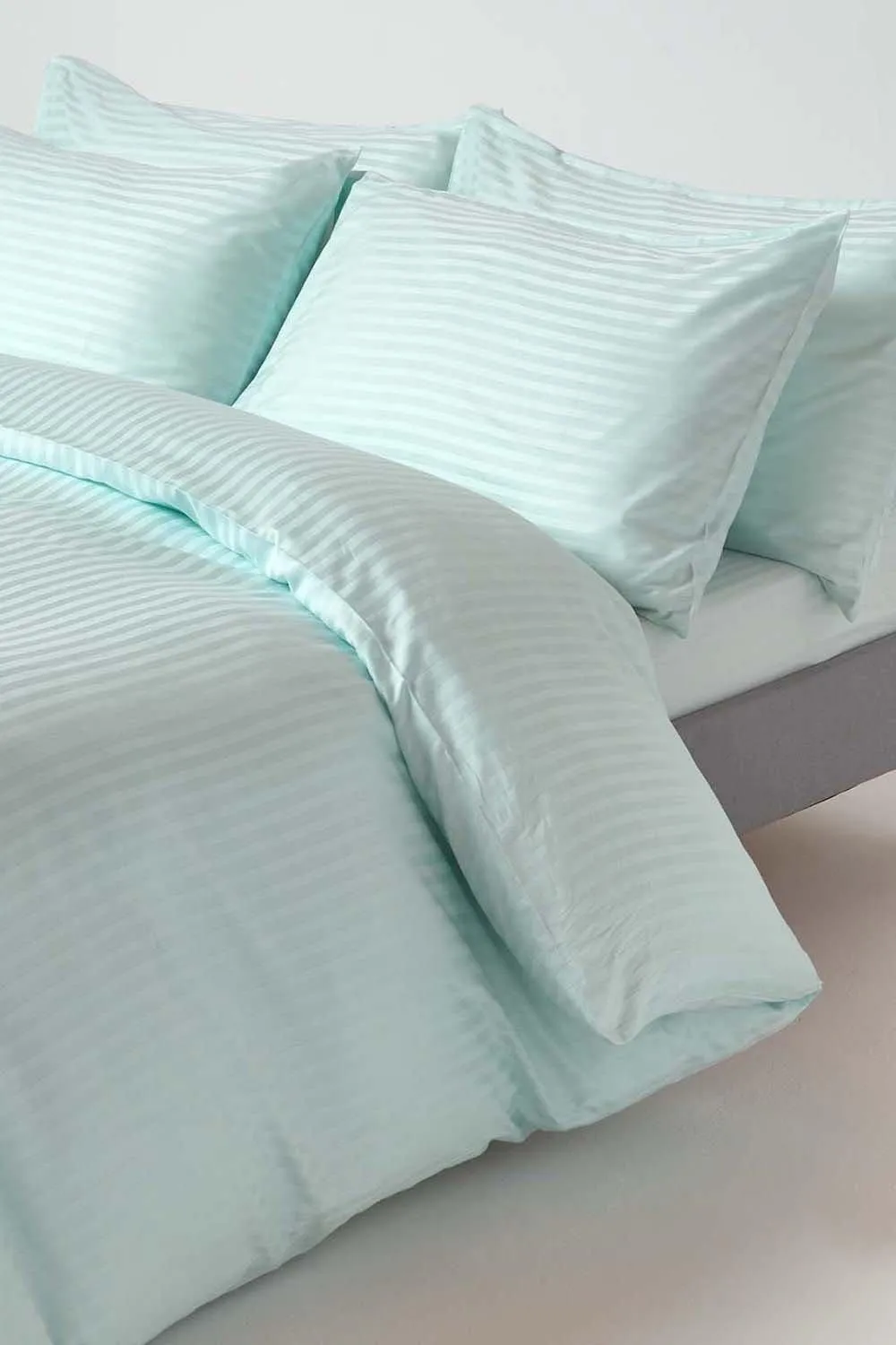 Homescapes Egyptian Cotton Satin Stripe Fitted Sheet 12 inch 330 Thread Count in Blue 4