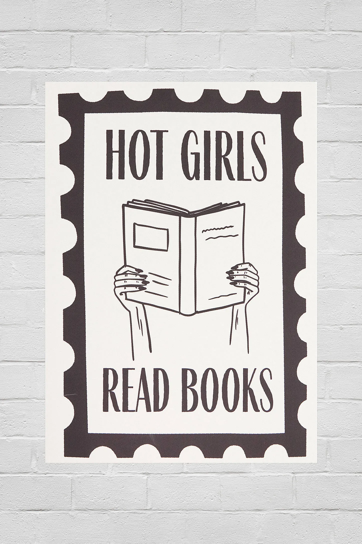 Hot Girls Read Books 30x40 Wall Art Print - Black/White