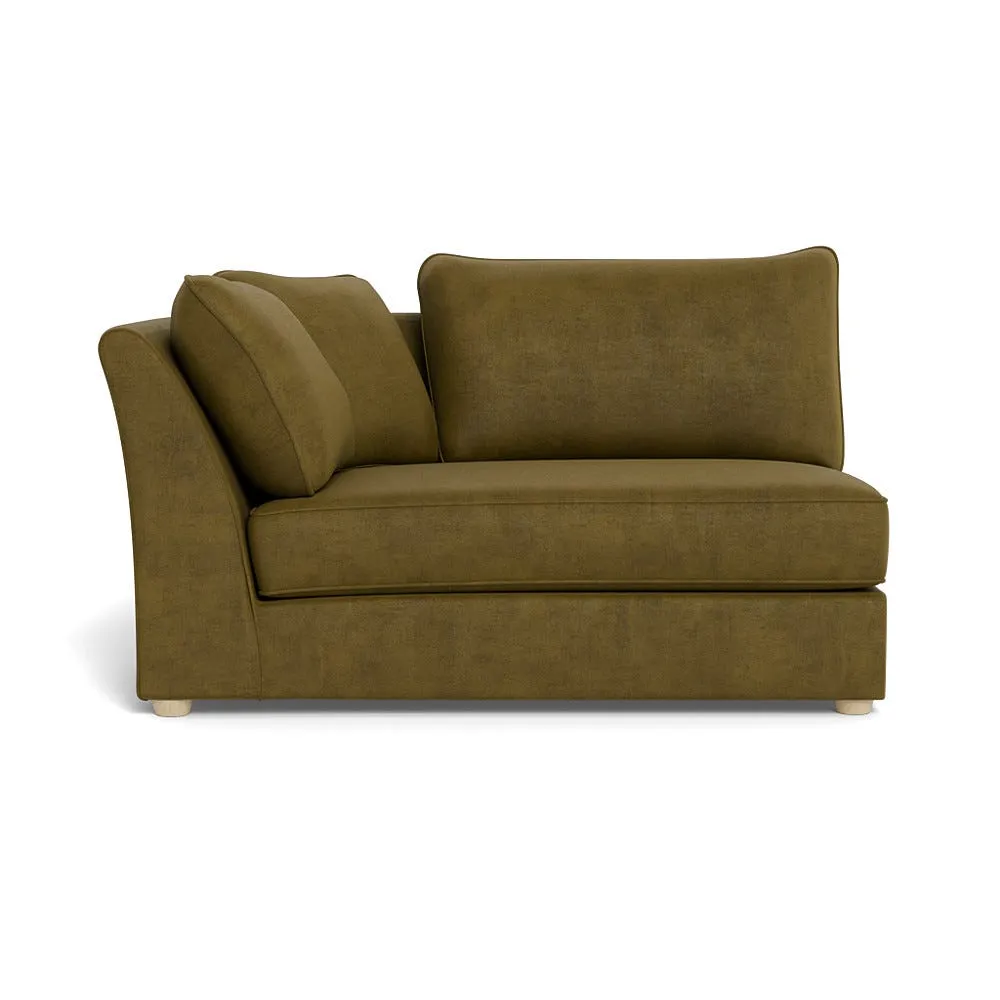 Heal's Tailor Large Curved Left Hand Facing Corner Unit Smart Luxe Velvet Peridot Natural Beech Feet