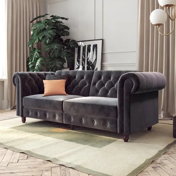 Felix Velvet Chesterfield Double Sofa Bed 1