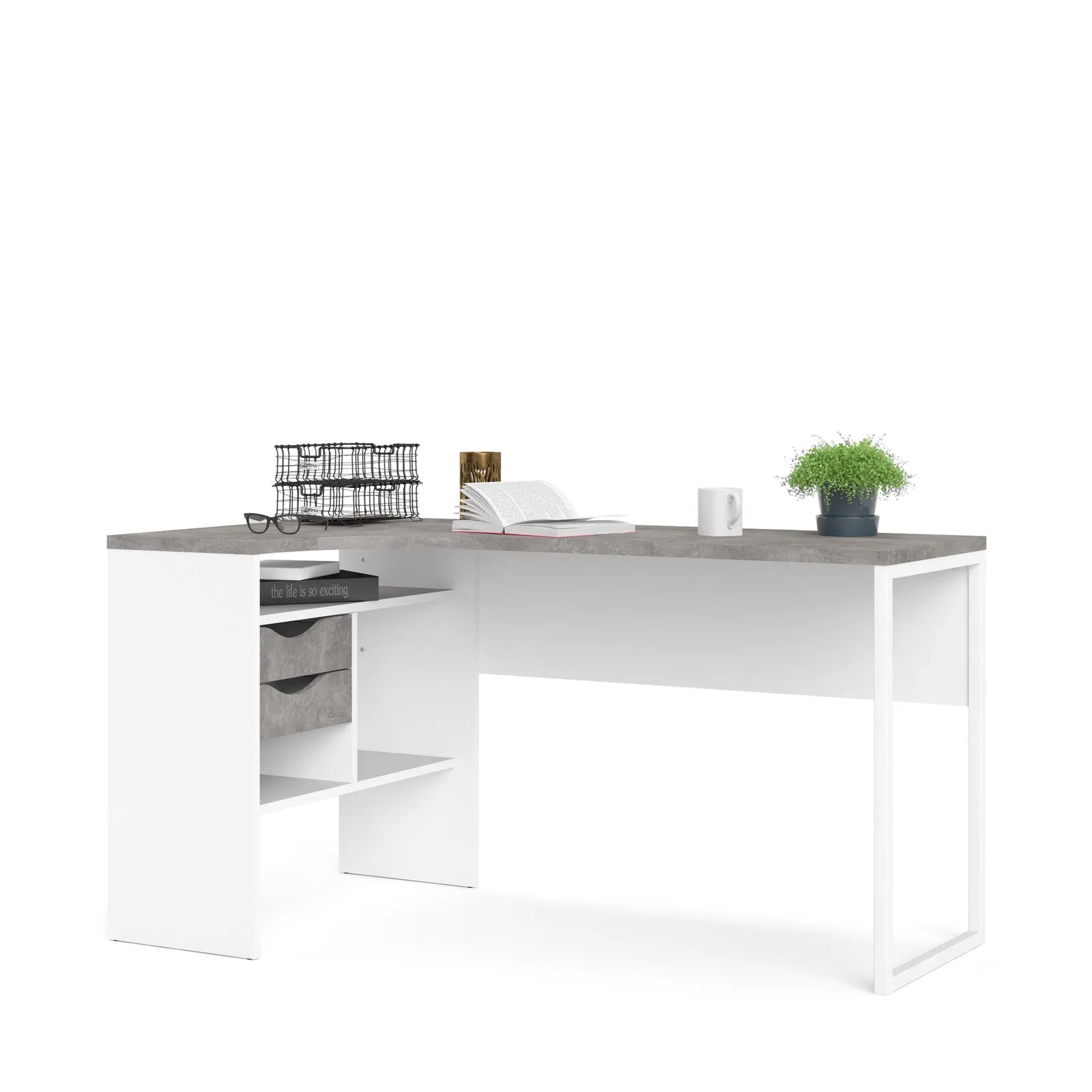 Furniture To Go Function Plus Corner Desk 2 Drawers in White 6