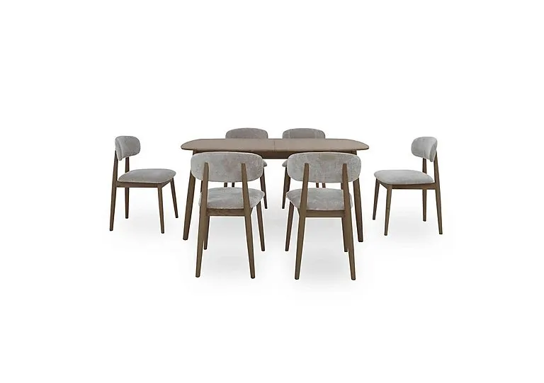 Stockholm Extending Dining Table with 6 Wooden Chairs - Dark Oak