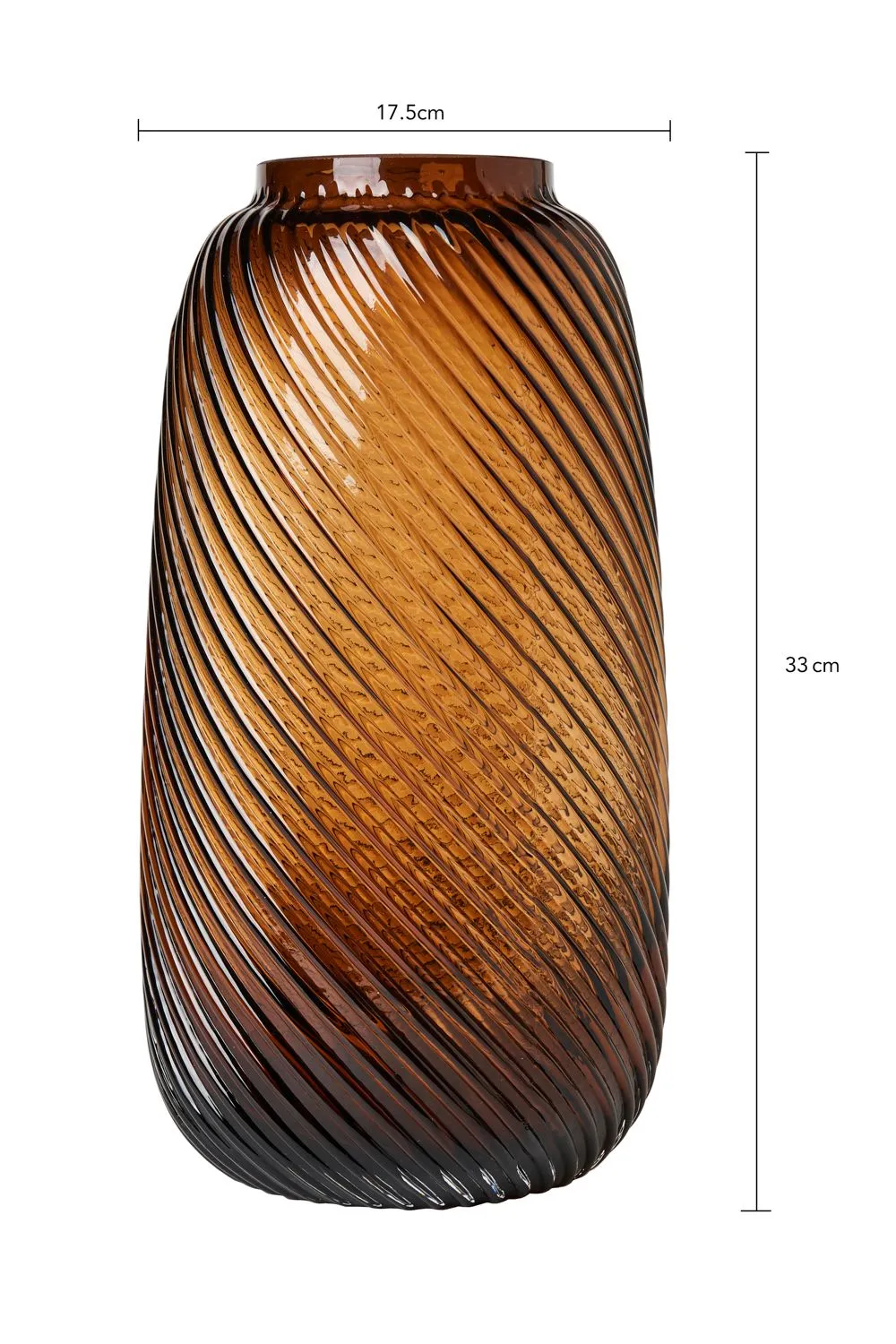 BHS Cognac Tall Spiral Glass Vase in Amber 4