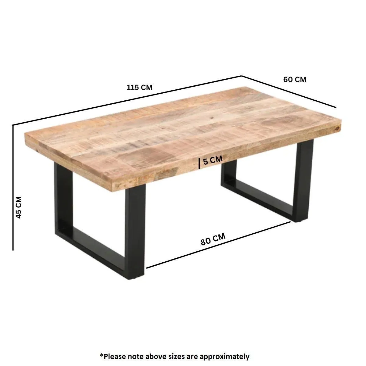 IH Design Bratton Mango Wooden & Metal Coffee Table in Brown 6