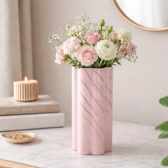 Hestia Pink Swirl Glass Vase