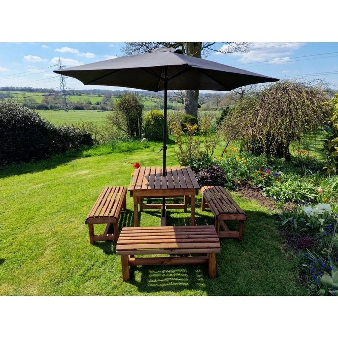 Churnet Valley Garden Furniture Ltd Contemporary 8 Seater Table & Bench Set - Timber - Fully Assembled in Brown 5