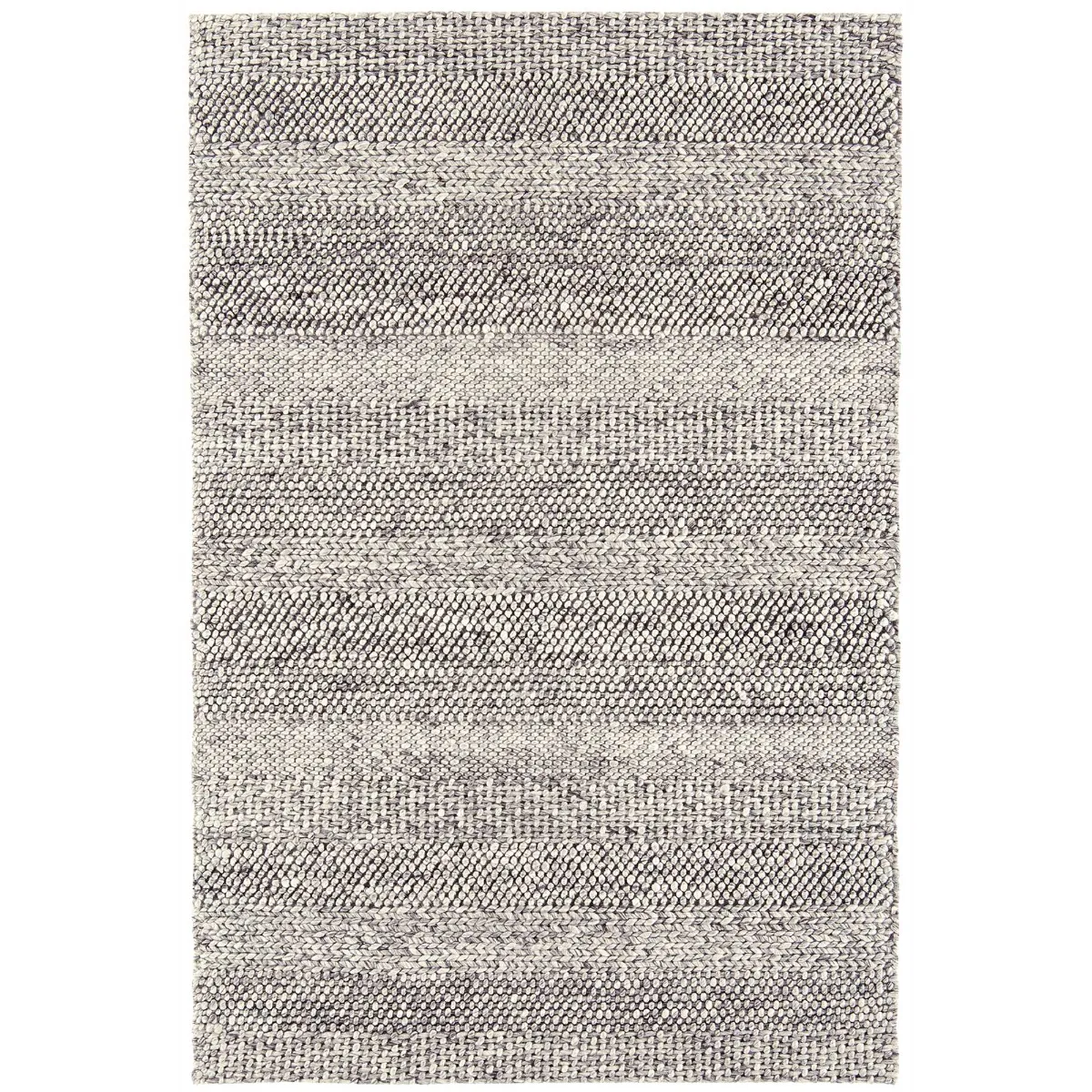 Flori Grey Marl Stripe 160X230Cm Rug, Square Wool Blend | W160cm | Barker & Stonehouse