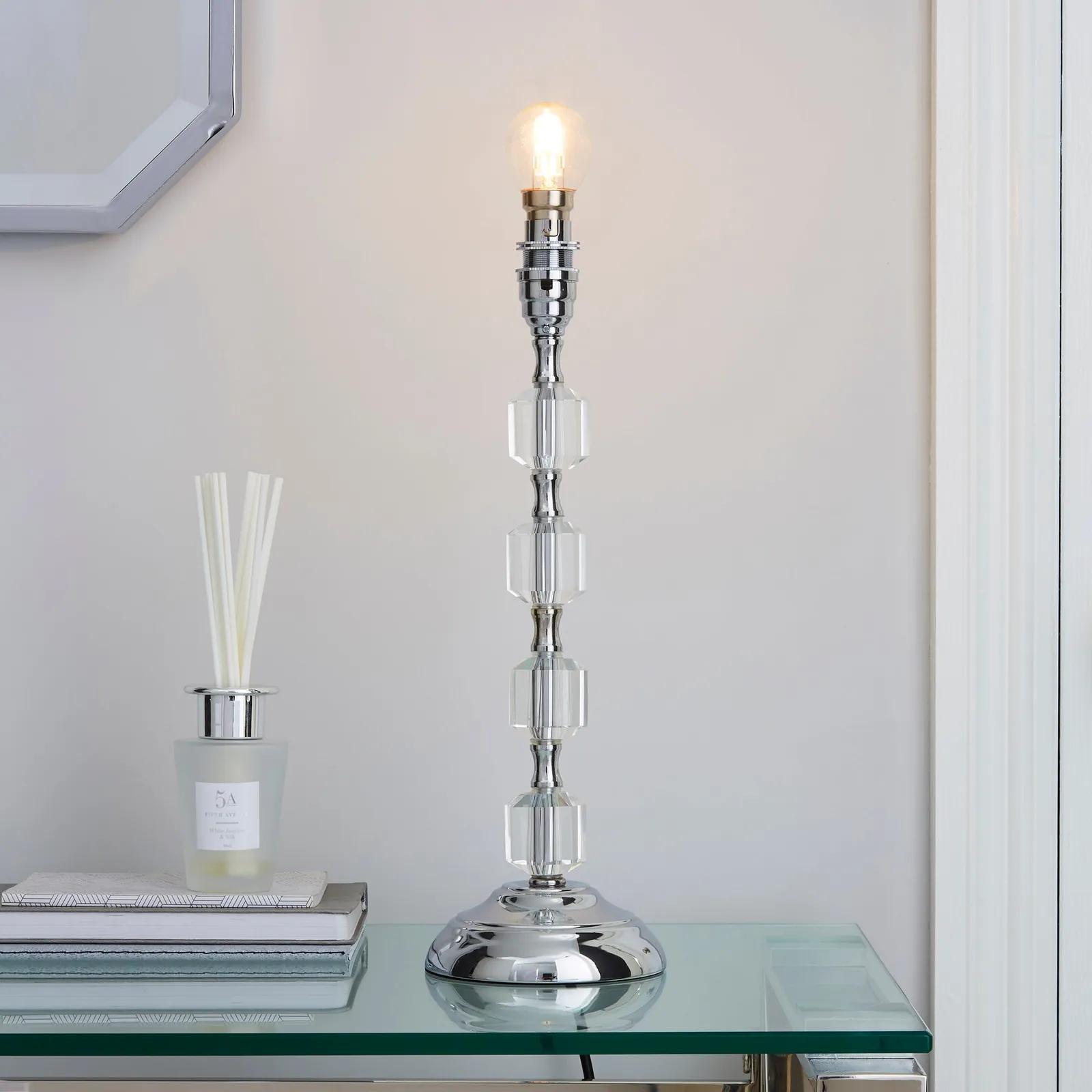 Aries Chrome Table Lamp Base Silver
