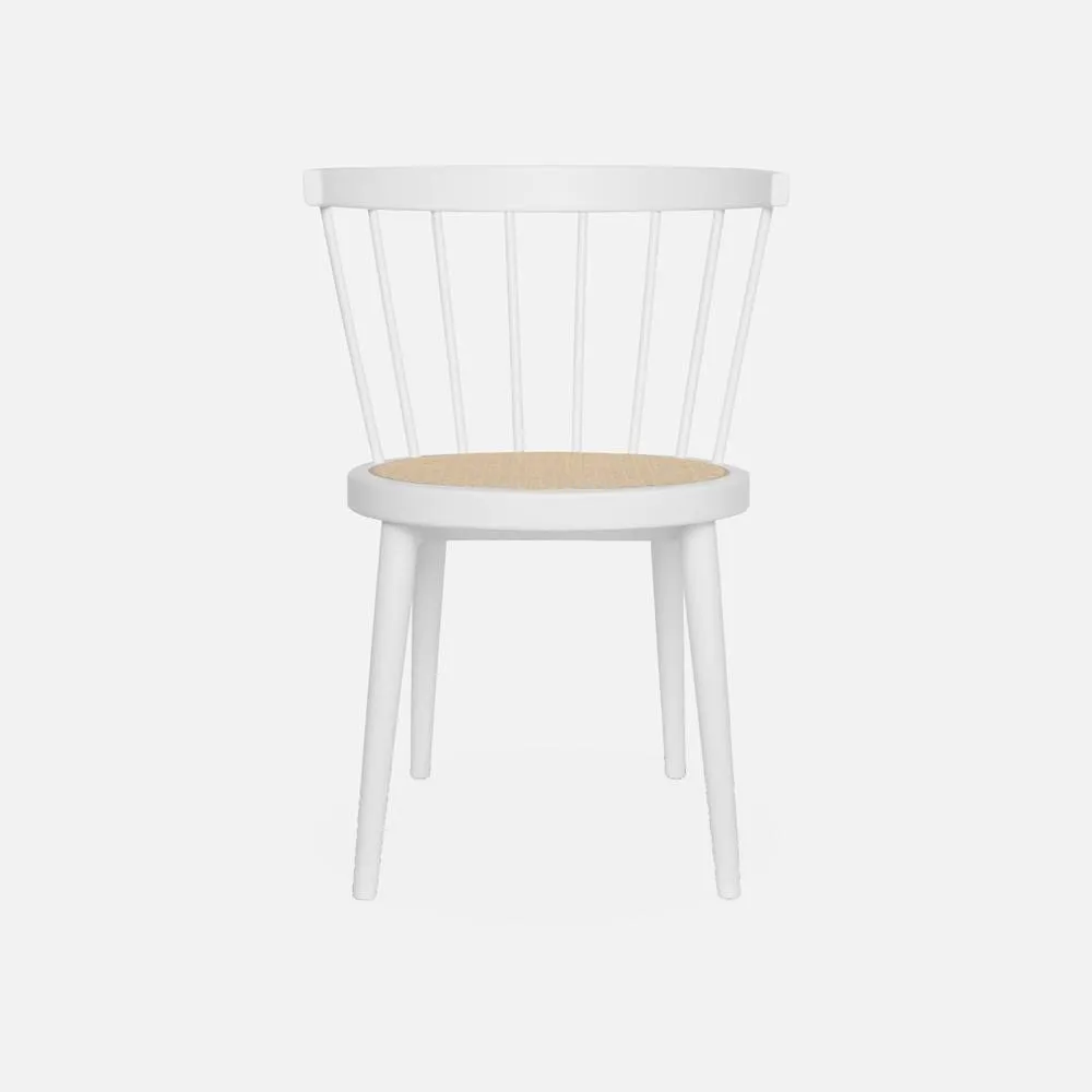 sweeek Pair Of Wood & Cane Dining Chairs in White 3