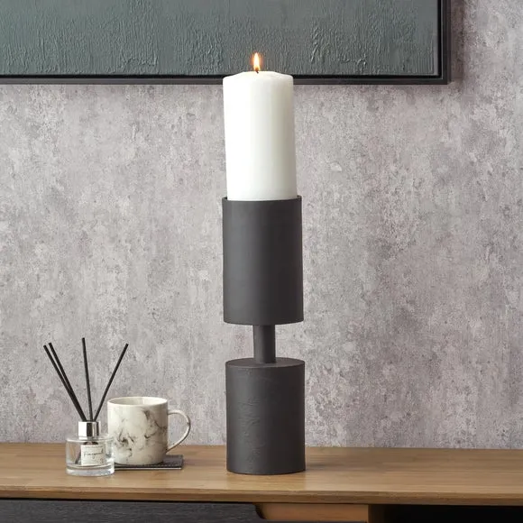Matt Black Pillar Candle Holder 1