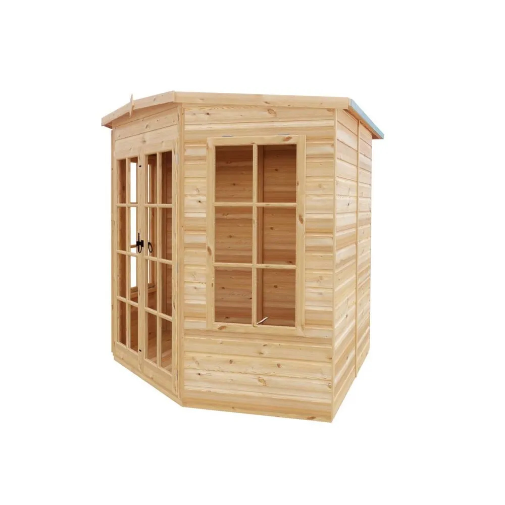 Shires Hampton Shiplap Summerhouse Garden Sun Room Approx 7 x 7 Feet in Brown 4