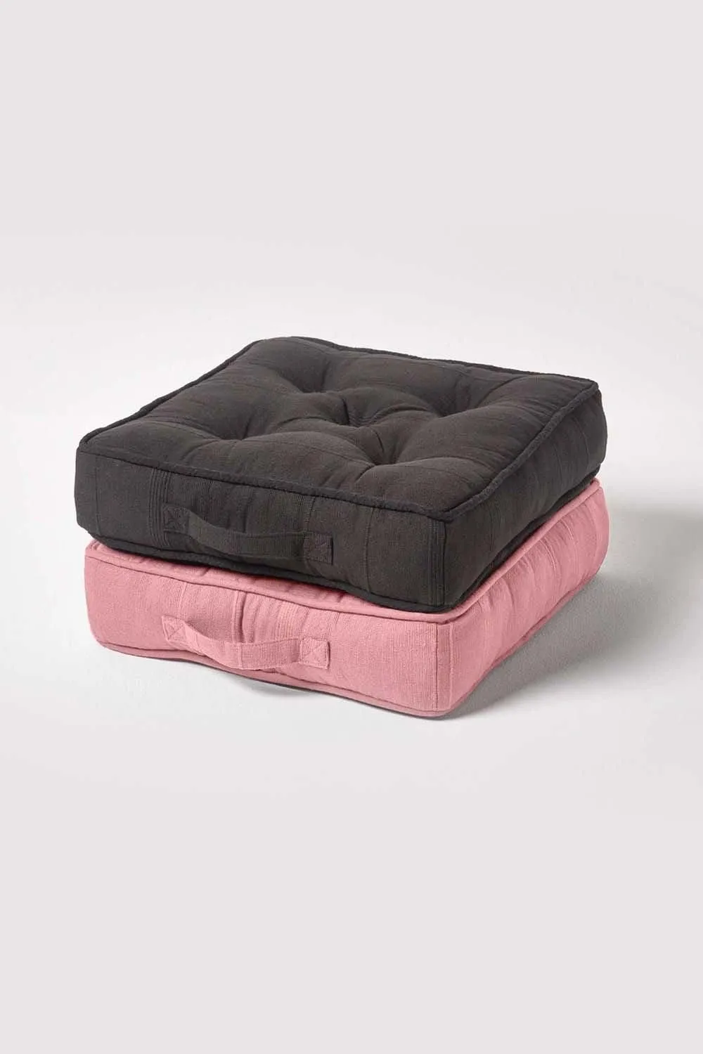 Homescapes Rajput Ribbed Cotton Floor Cushion in Pink 6