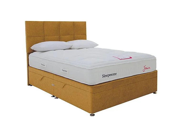Jessica Side Ottoman Divan Set - Double - Tweed Mustard