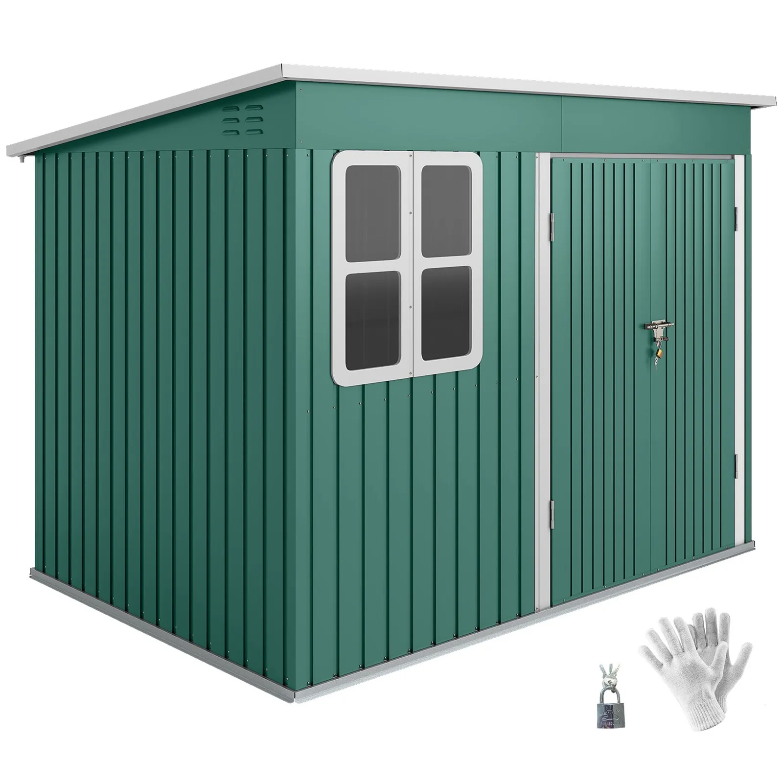 OUTSUNNY 8.5 x 6ft Galvanised Steel Garden Shed with Foundation Kit, Green 2