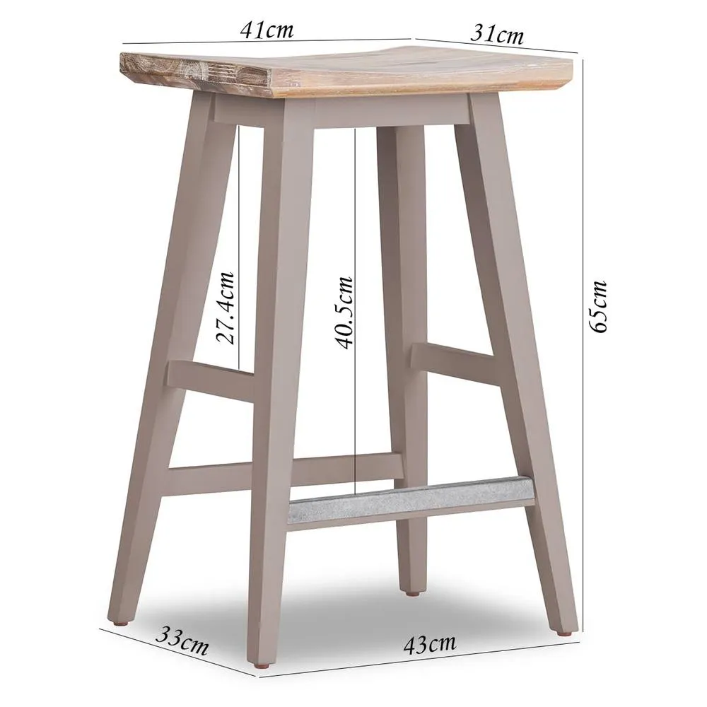 Statement Furniture Florence Bar Stool, Acacia Hardwood Rectangular Seat in Taupe 3