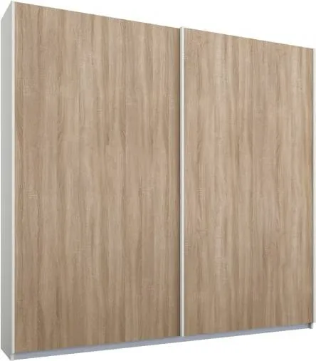 Malix 2 door 181cm Sliding Wardrobe, White frame,Oak doors , Classic Interior