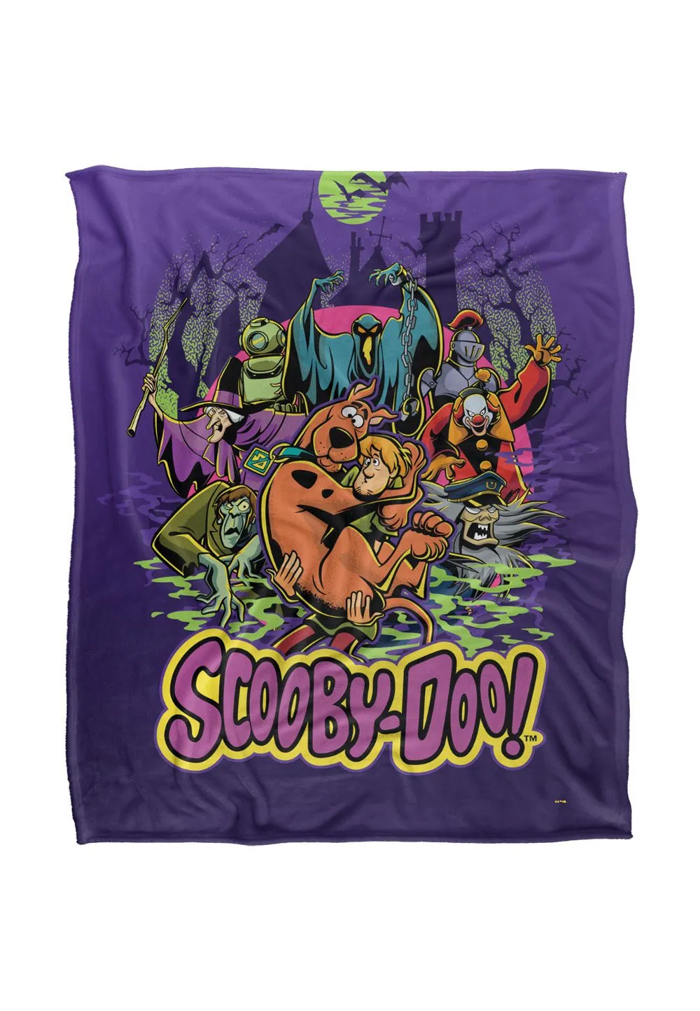 Scooby Doo Blanket, 152x127 cm Spooky Poster Scene Silky Touch Super Soft Throw Blanket in White