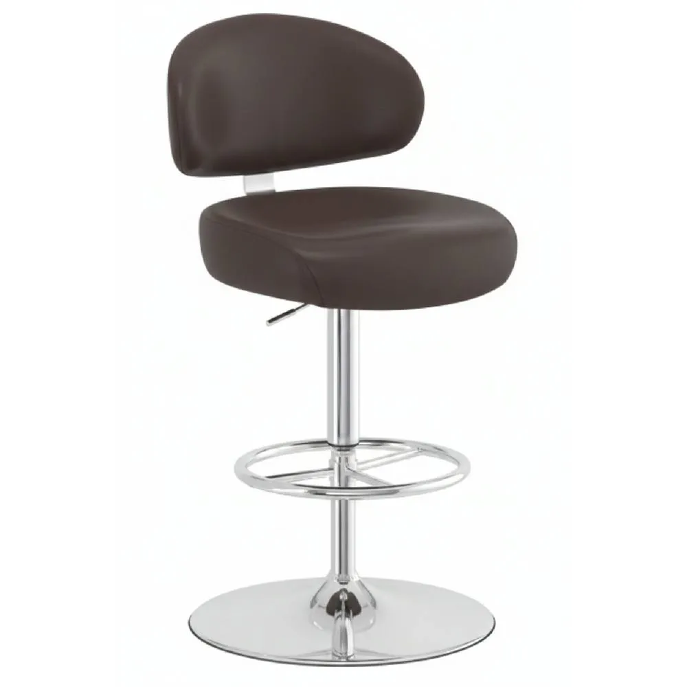 netfurniture Jamaica Height Adjustable Bar Stool Brown Faux Leather Padded Seat