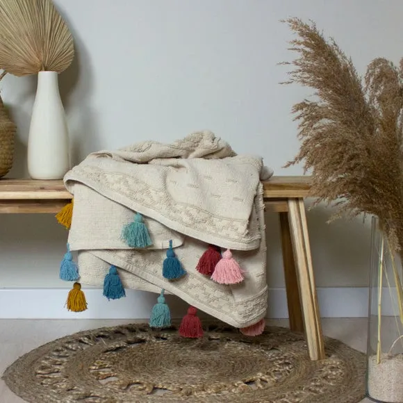 Furn. Boho Cotton Throw Blanket 130cm x 180cm 1