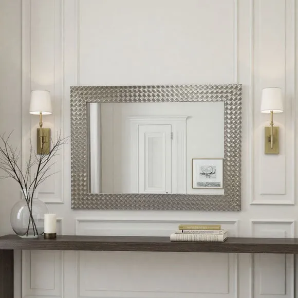 Yearn Hammered Frame Bevelled Rectangle Wall Mirror 1