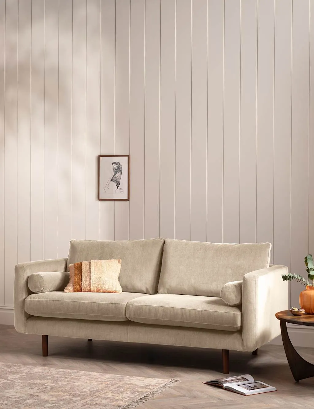 BARKER AND STONEHOUSE Moore Chenille Large 3 Seater Sofa Neutral