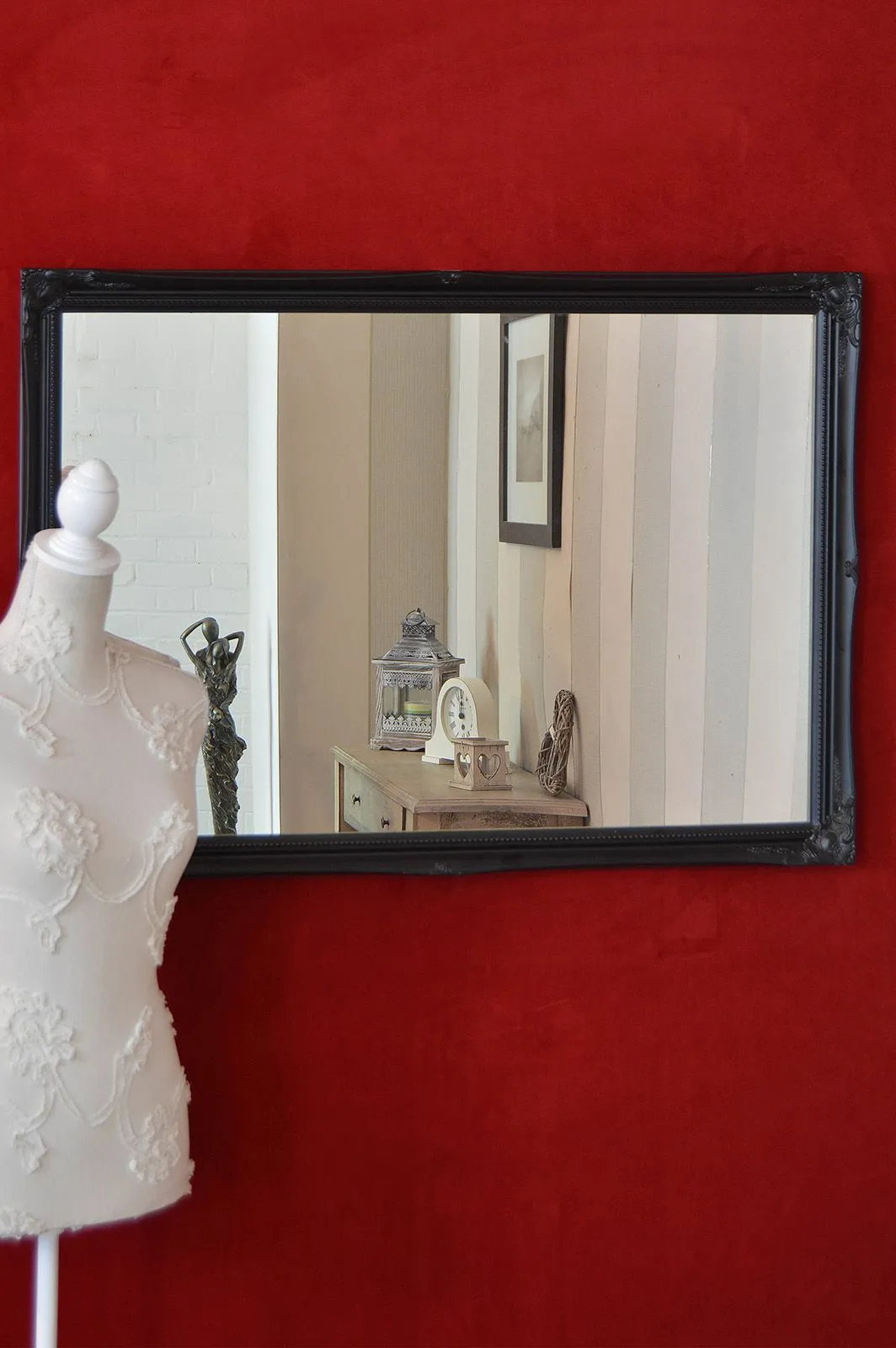 MirrorOutlet Fraser Black Beaded Dress Mirror 102cm x 72cm 3