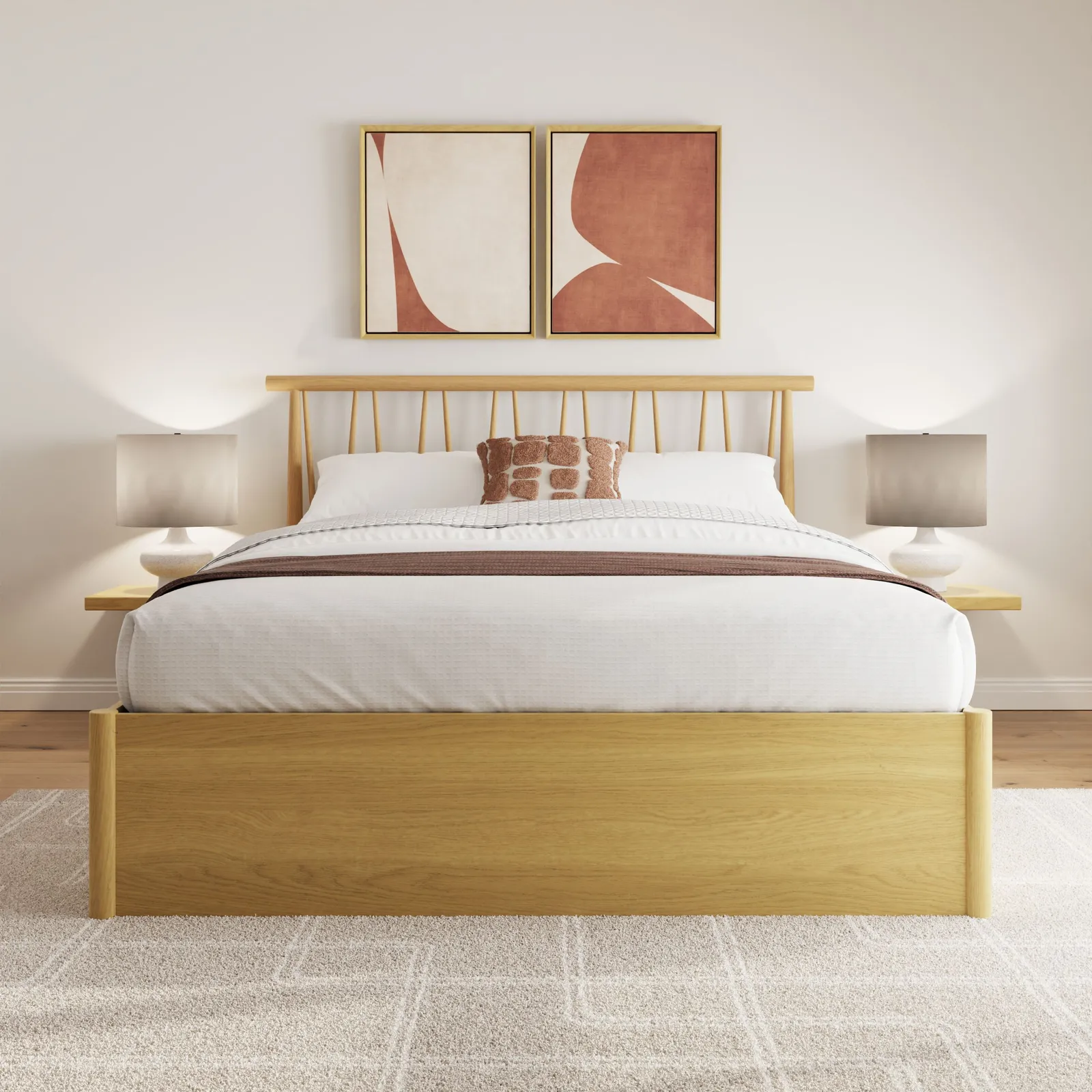 GFW Fusum Spindle Ottoman Bed in Light Oak 2