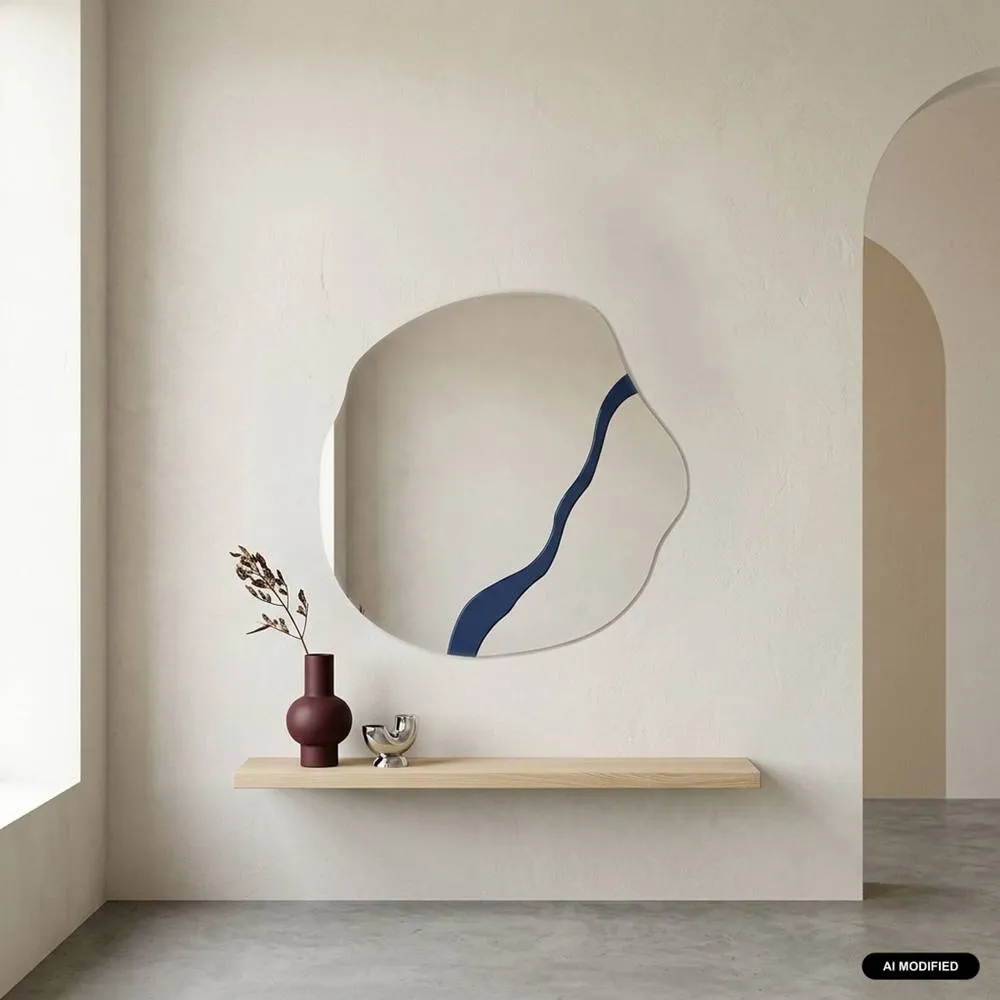 sweeek mirror with wood pattern 74.5cm in Blue 1