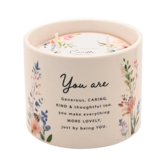 The Cottage Garden Peach Floral Multi Wick Ceramic Candle 3