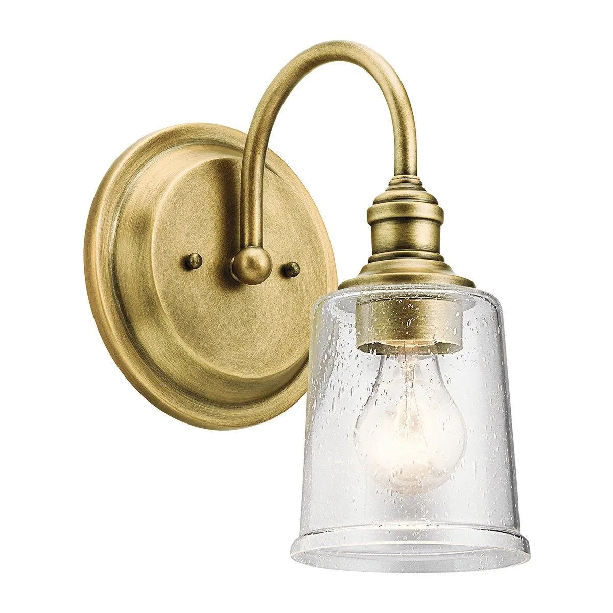 Netlighting Waverly 1 Light Wall Light Natural Brass E27 in Yellow
