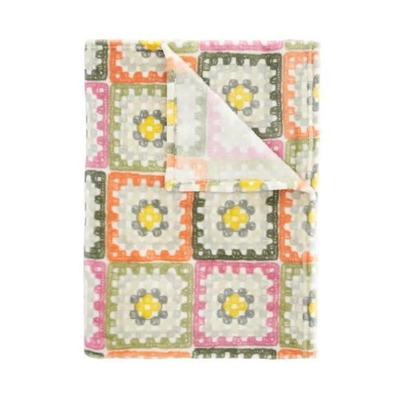 Catherine Lansfield Crochet Print Fleece Throw Blanket 130cm x 170cm 3