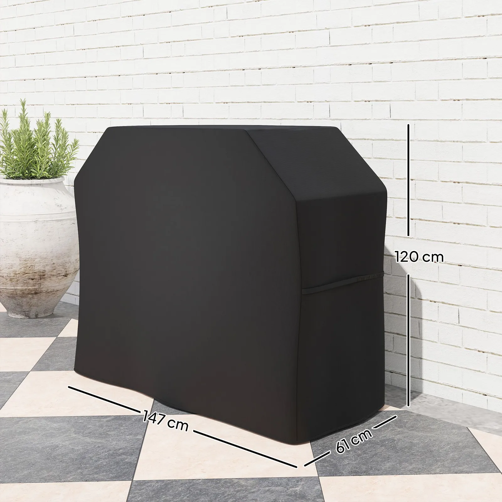 OUTSUNNY Gas BBQ Cover Waterproof 420D Oxford Fabric Barbecue Covers, 147 x 61 x 120cm in Black 3