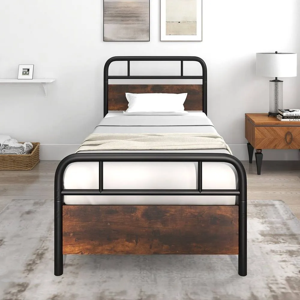 Costway Single Size Bed Frame Platform Metal Slats Support Bed 3